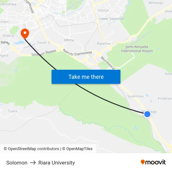 Solomon to Riara University map