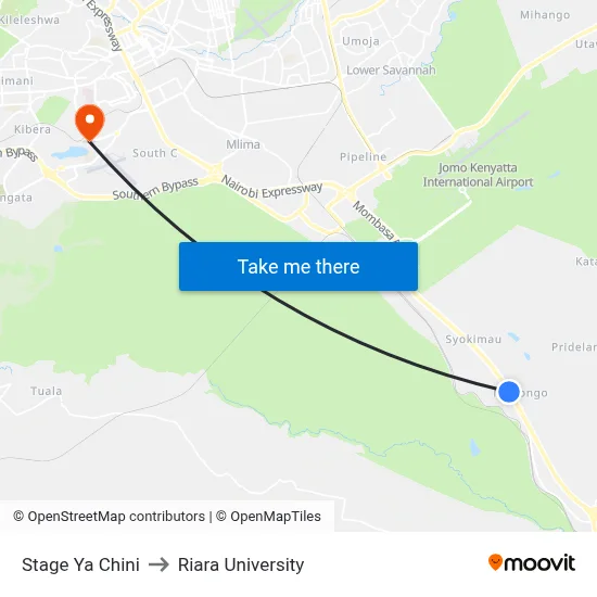 Stage  Ya Chini to Riara University map