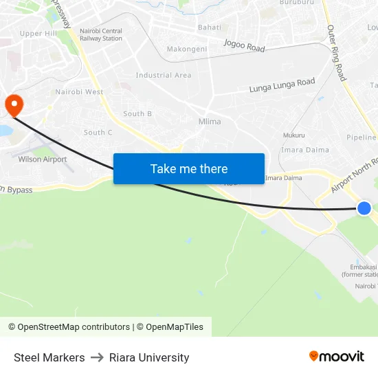Steel Markers to Riara University map