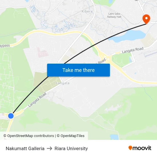 Nakumatt Galleria to Riara University map