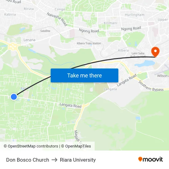 Don Bosco Church to Riara University map