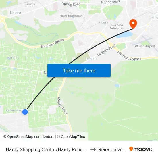 Hardy Shopping Centre/Hardy Police Station to Riara University map