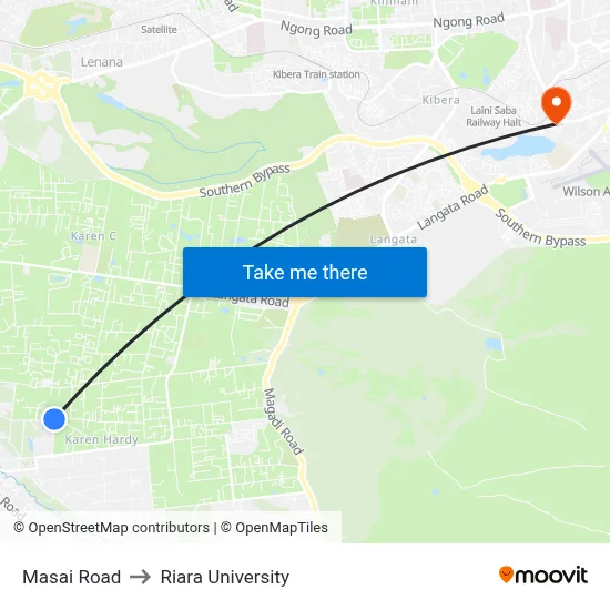 Masai Road to Riara University map