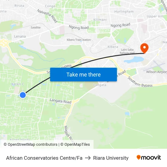 African Conservatories Centre/Fa to Riara University map