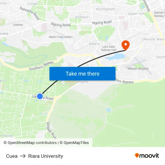 Cuea to Riara University map