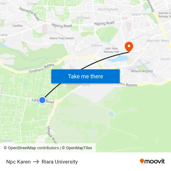 Npc Karen to Riara University map