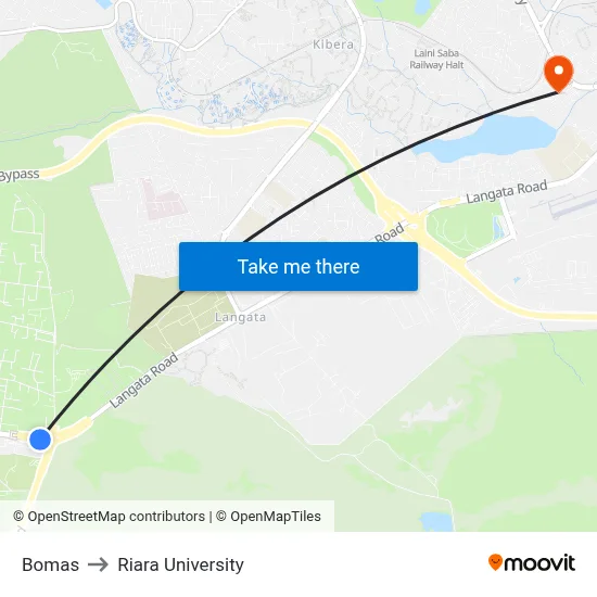 Bomas to Riara University map