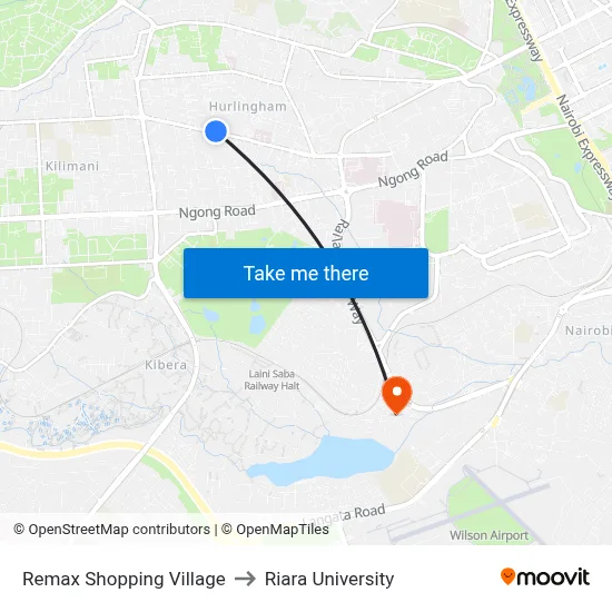 Remax Shopping Village to Riara University map