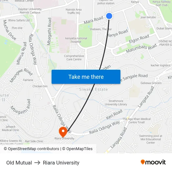 Old Mutual to Riara University map