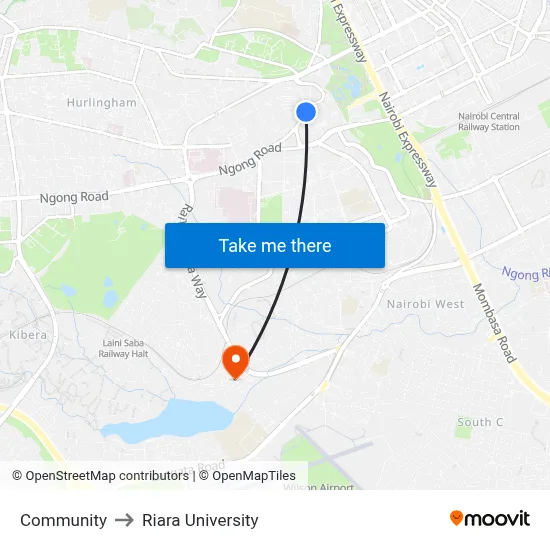 Community to Riara University map