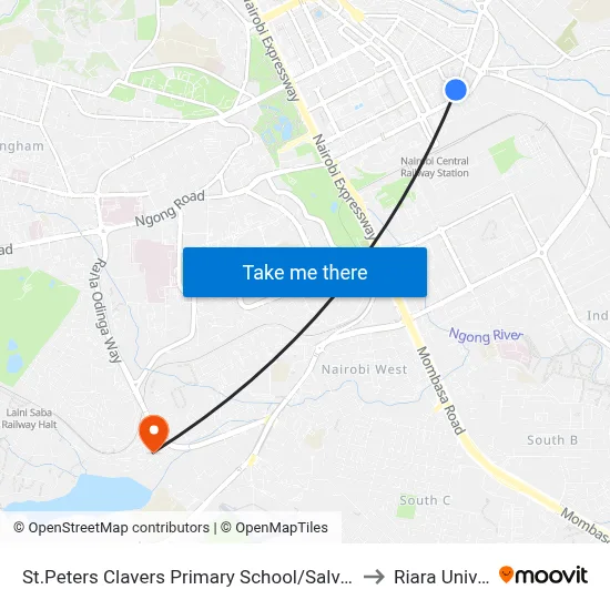 St.Peters Clavers Primary School/Salvation Army/Otc to Riara University map