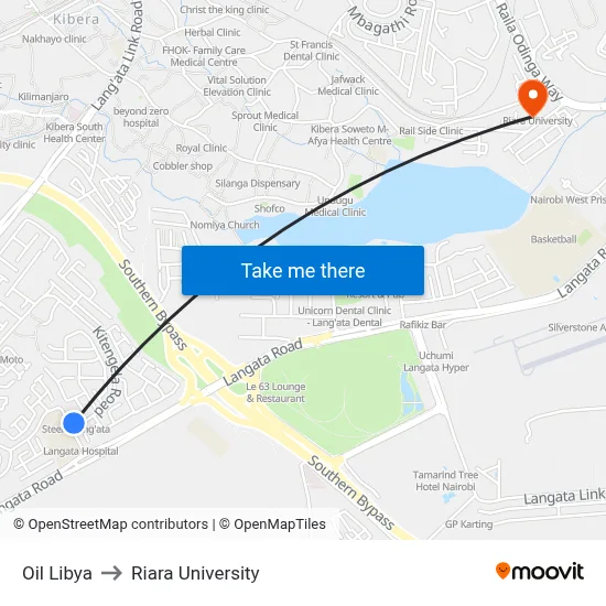 Oil Libya to Riara University map