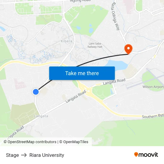 Stage to Riara University map