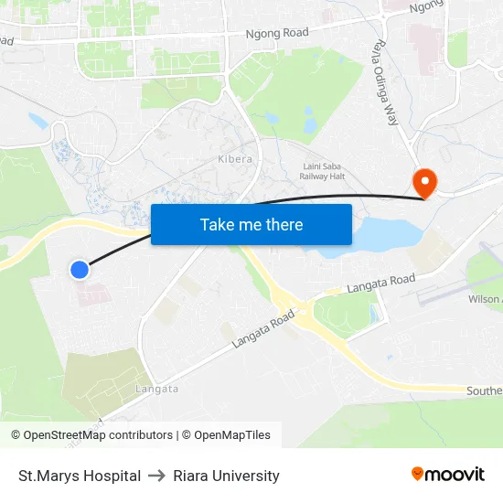 St.Marys Hospital to Riara University map