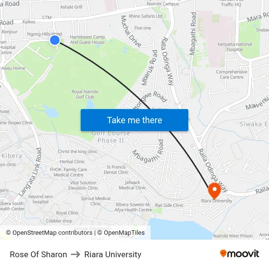 Rose Of Sharon to Riara University map