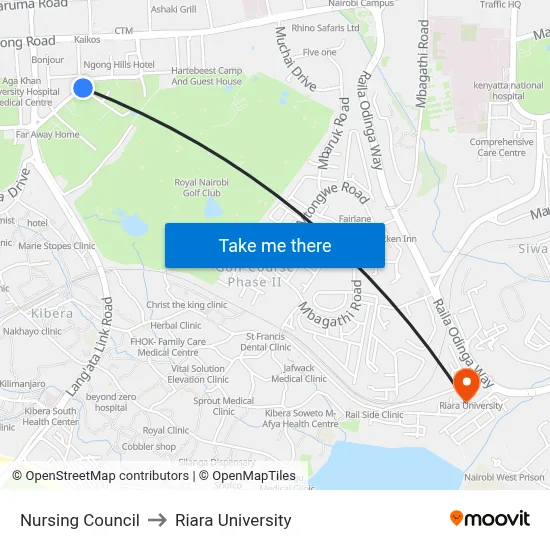 Nursing Council to Riara University map