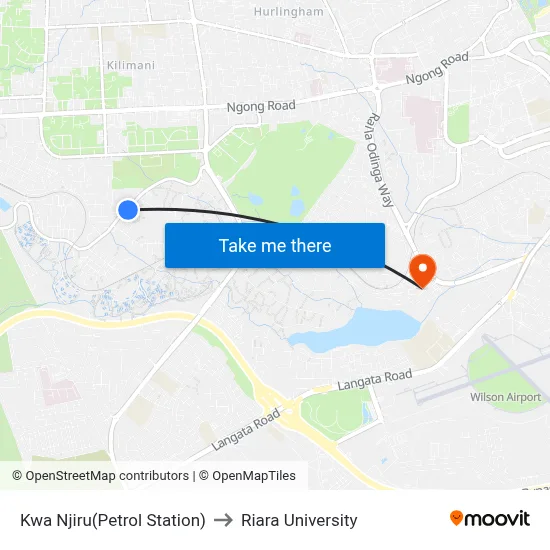 Kwa Njiru(Petrol Station) to Riara University map