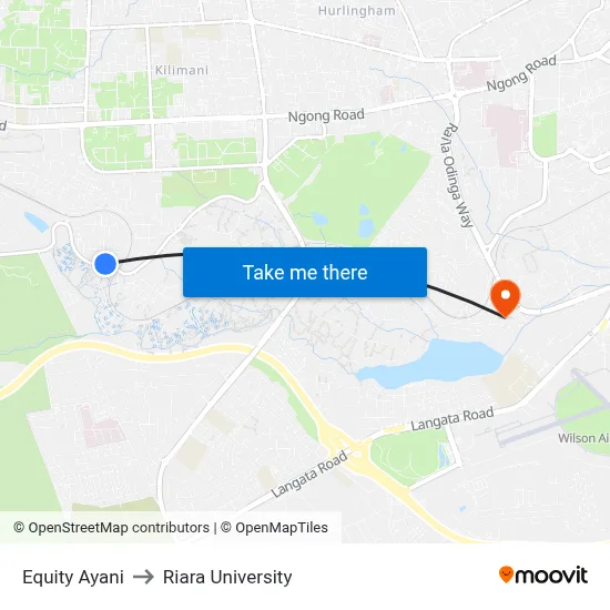 Equity Ayani to Riara University map