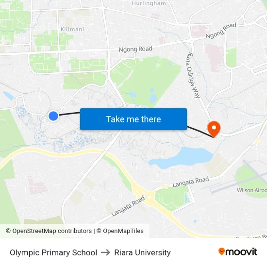 Olympic Primary School to Riara University map