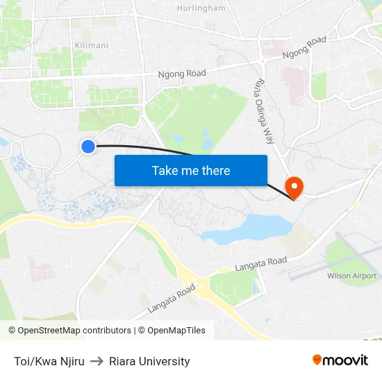 Toi/Kwa Njiru to Riara University map