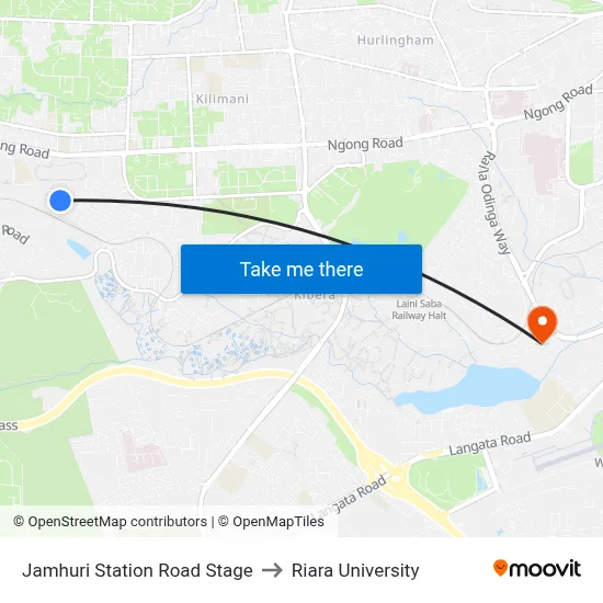 Jamhuri Station Road Stage to Riara University map