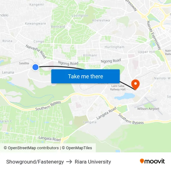 Showground/Fastenergy to Riara University map