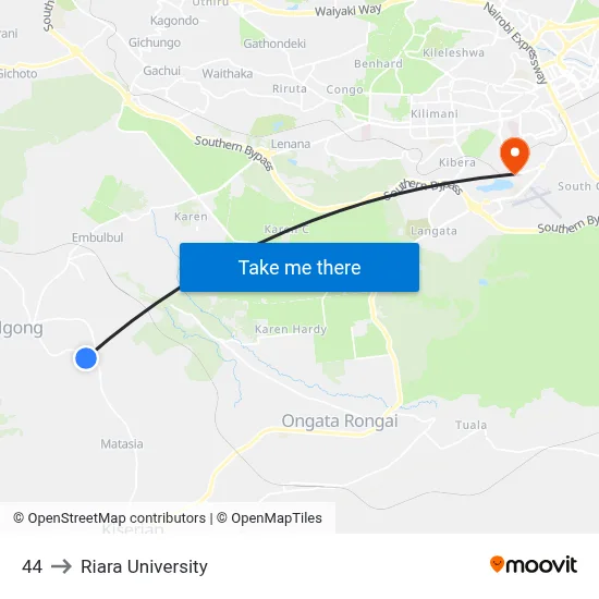 44 to Riara University map