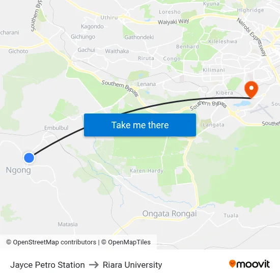 Jayce Petro Station to Riara University map