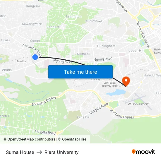Suma House to Riara University map