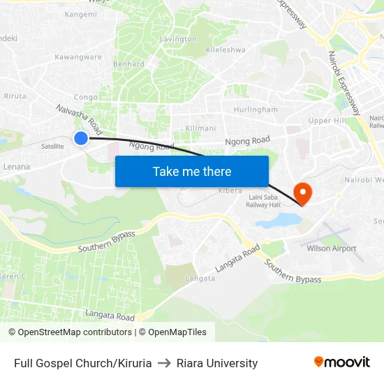 Full Gospel Church/Kiruria to Riara University map