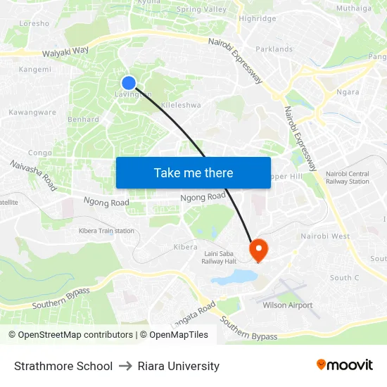 Strathmore School to Riara University map