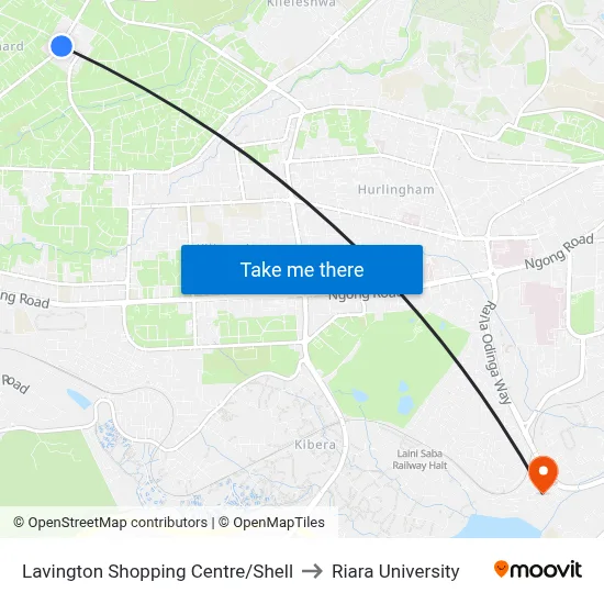 Lavington Shopping Centre/Shell to Riara University map