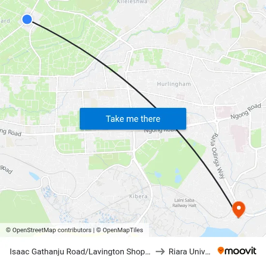 Isaac Gathanju Road/Lavington Shopping Centre to Riara University map