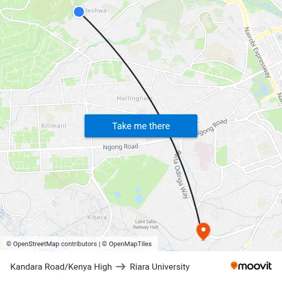 Kandara Road/Kenya High to Riara University map