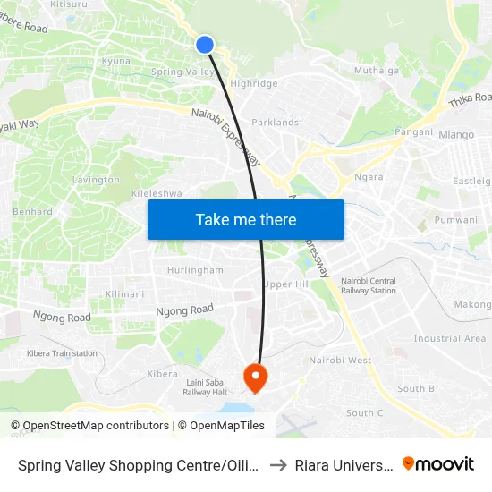 Spring Valley Shopping Centre/Oilibya to Riara University map