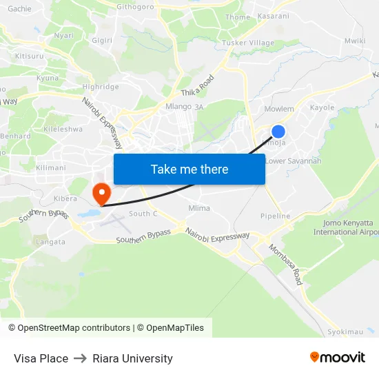 Visa Place to Riara University map