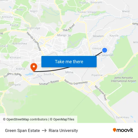 Green Span Estate to Riara University map