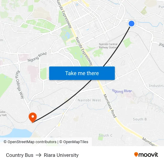 Country Bus to Riara University map