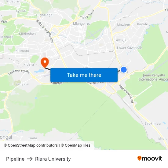 Pipeline to Riara University map