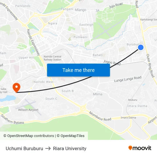 Uchumi Buruburu to Riara University map