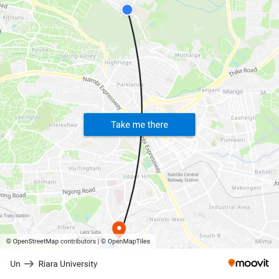 Un to Riara University map