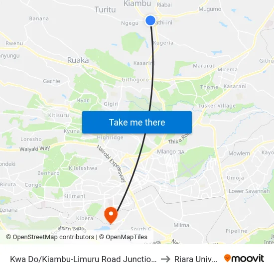 Kwa Do/Kiambu-Limuru Road Junction/Red Nova to Riara University map