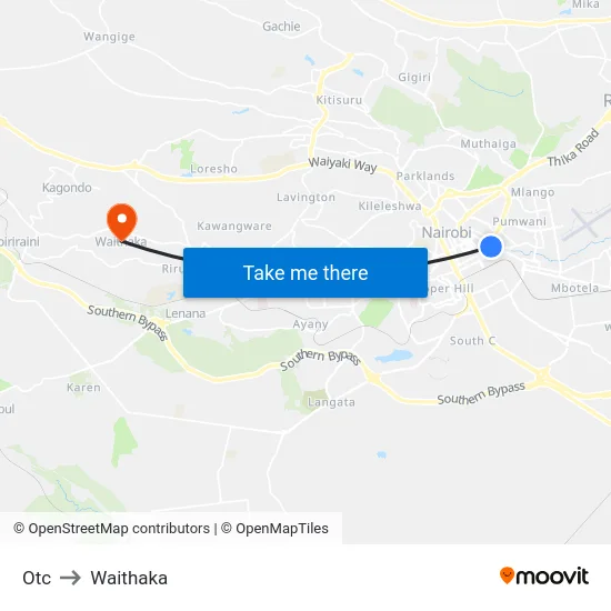 Otc to Waithaka map