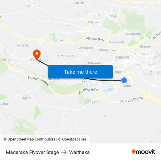 Madaraka Flyover Stage to Waithaka map