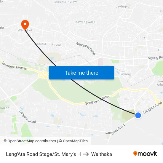Lang'Ata Road Stage/St. Mary's H to Waithaka map