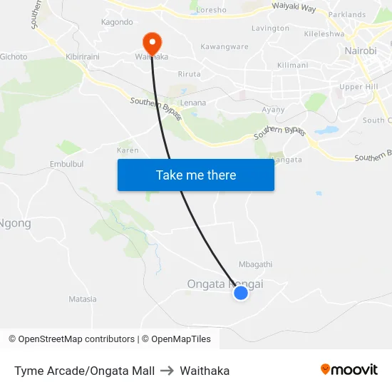 Tyme Arcade/Ongata Mall to Waithaka map