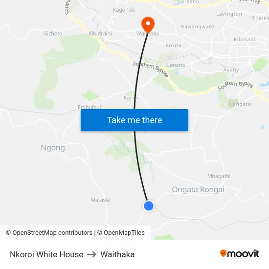 Nkoroi White House to Waithaka map