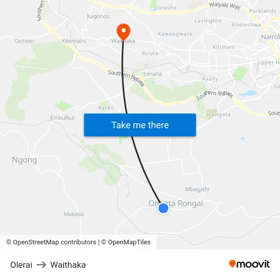 Olerai to Waithaka map