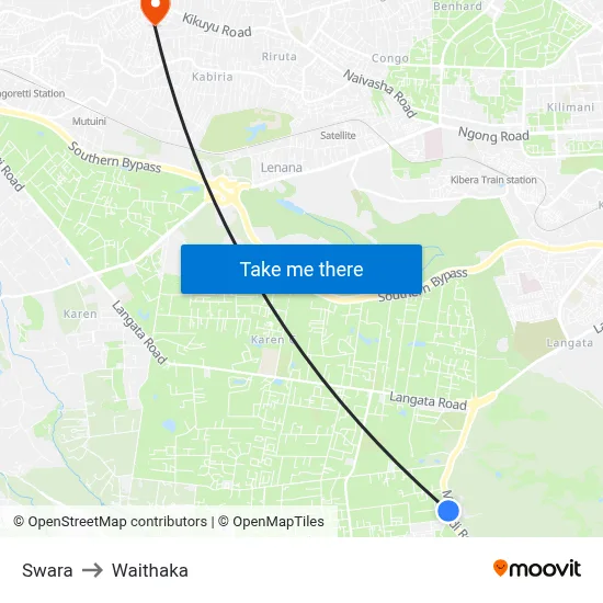Swara to Waithaka map