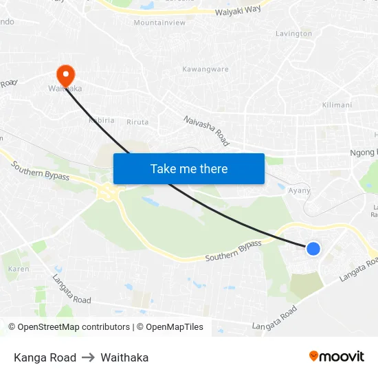 Kanga Road to Waithaka map